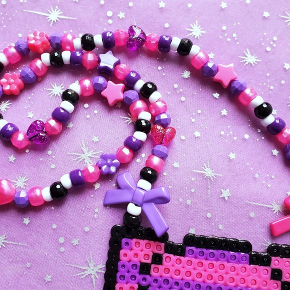 COPY - Cheshire Cat Perler Bead Rave Kandi Necklace - Picture 7 of 10